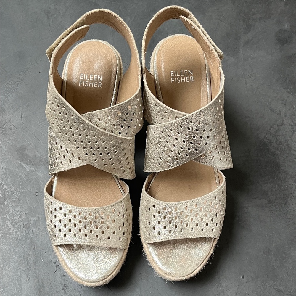 Eileen Fisher Willow Wedge Leather Sandals